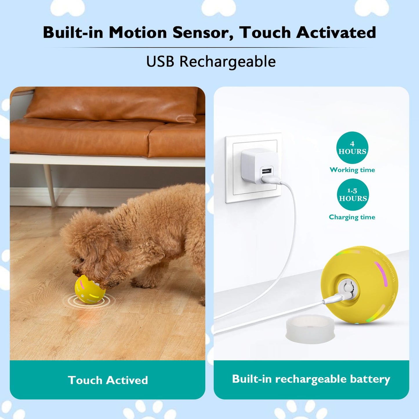 BARHOMO Dog Balls,The 3rd Generation Interactive Toys for Dogs Yellow