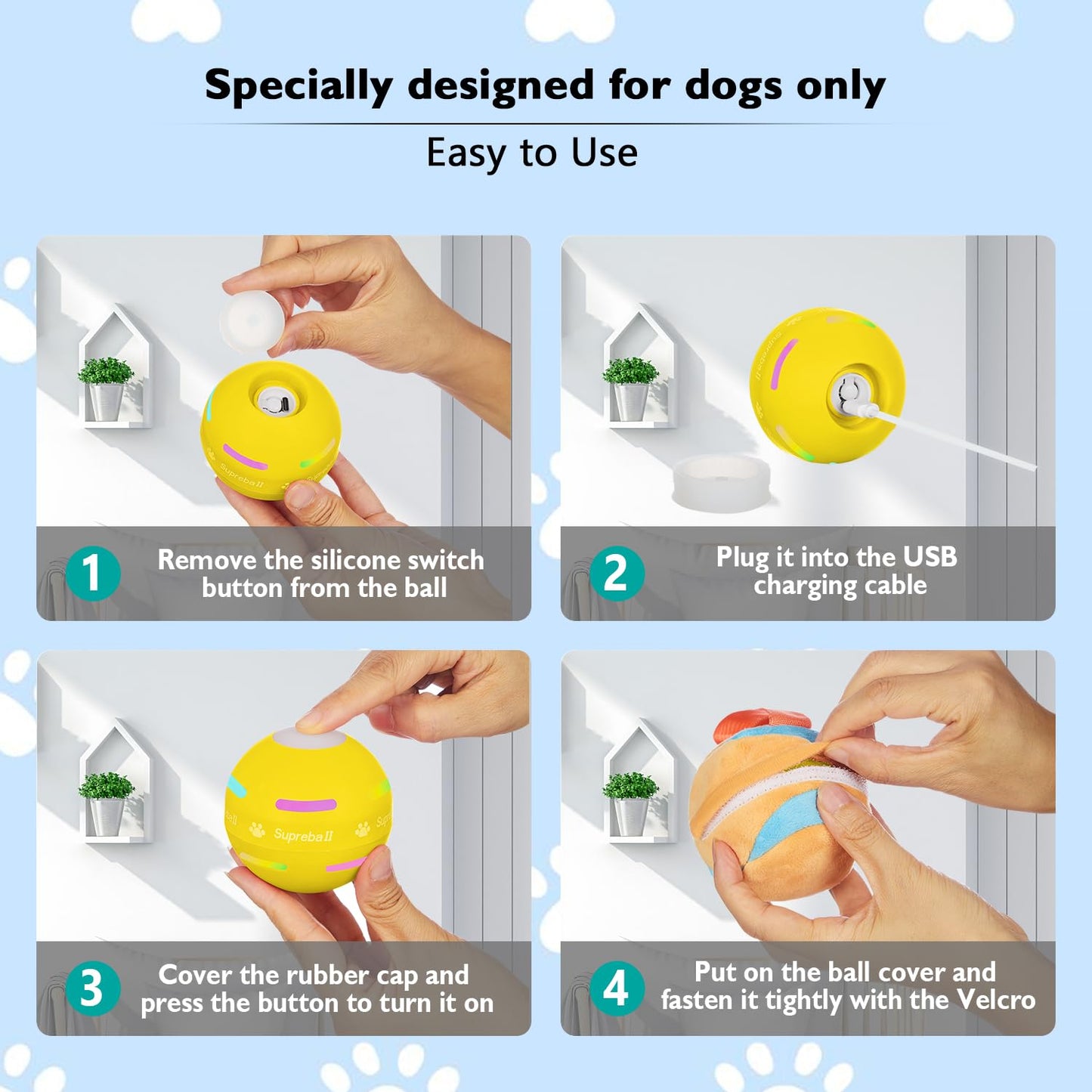 BARHOMO Dog Balls,The 3rd Generation Interactive Toys for Dogs Yellow