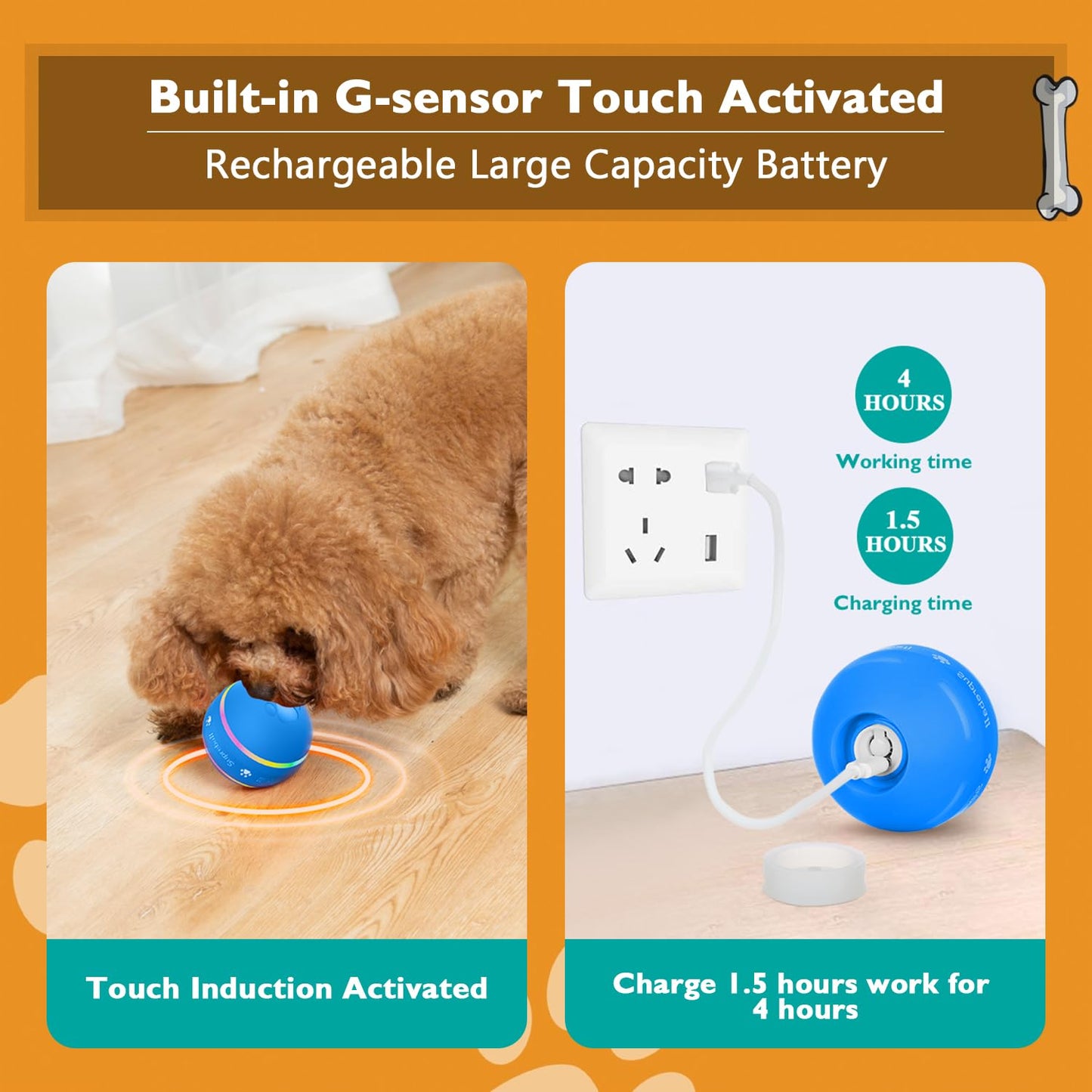 PetDroid Interactive Dog Toys Dog Ball Blue