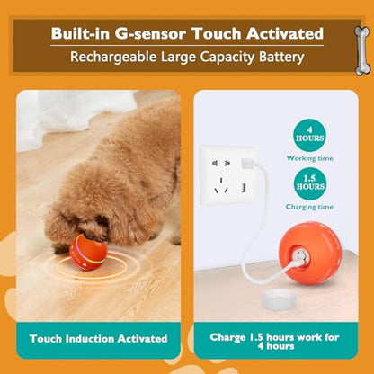 PetDroid Interactive Dog Toys Dog Ball,[Newly Upgraded] Durable Motion Activated Automatic Rolling Ball Toys for Puppy/Small/Medium/Large Dogs,USB Rechargeable