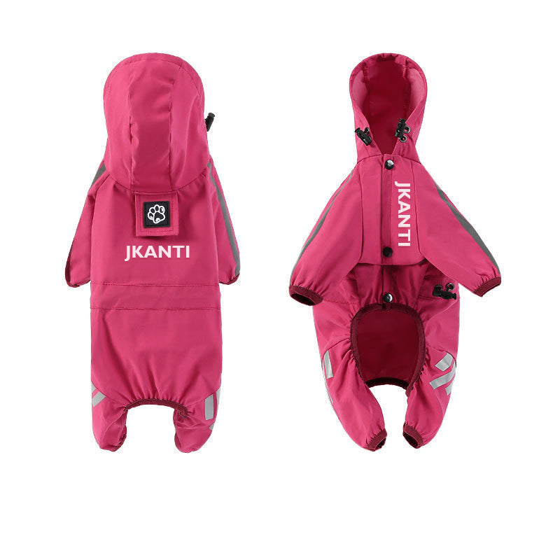 JKanti New Leashable Dog Four-Legged Raincoat Waterproof Large and Small Dogs Pet Rainy Day Out Clothes