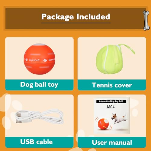 PetDroid Interactive Dog Toys Dog Ball,[Newly Upgraded] Durable Motion Activated Automatic Rolling Ball Toys for Puppy/Small/Medium/Large Dogs,USB Rechargeable