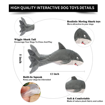 Petiepaw Interactive Dog Toys,Flopping Fish Dog Toys for Large/Medium/Small Dogs,Squeaky Plush Dog/Puppy Toys,Touch Activated