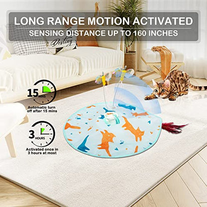 Valonii 2-in-1 Rechargeable Motion Activated Interactive Cat Toys for Indoor Cats, Long Lifetime Motor Cat Chasing Toy for Exercise/Moving Butterfly/Feather Wand Kitten Toys